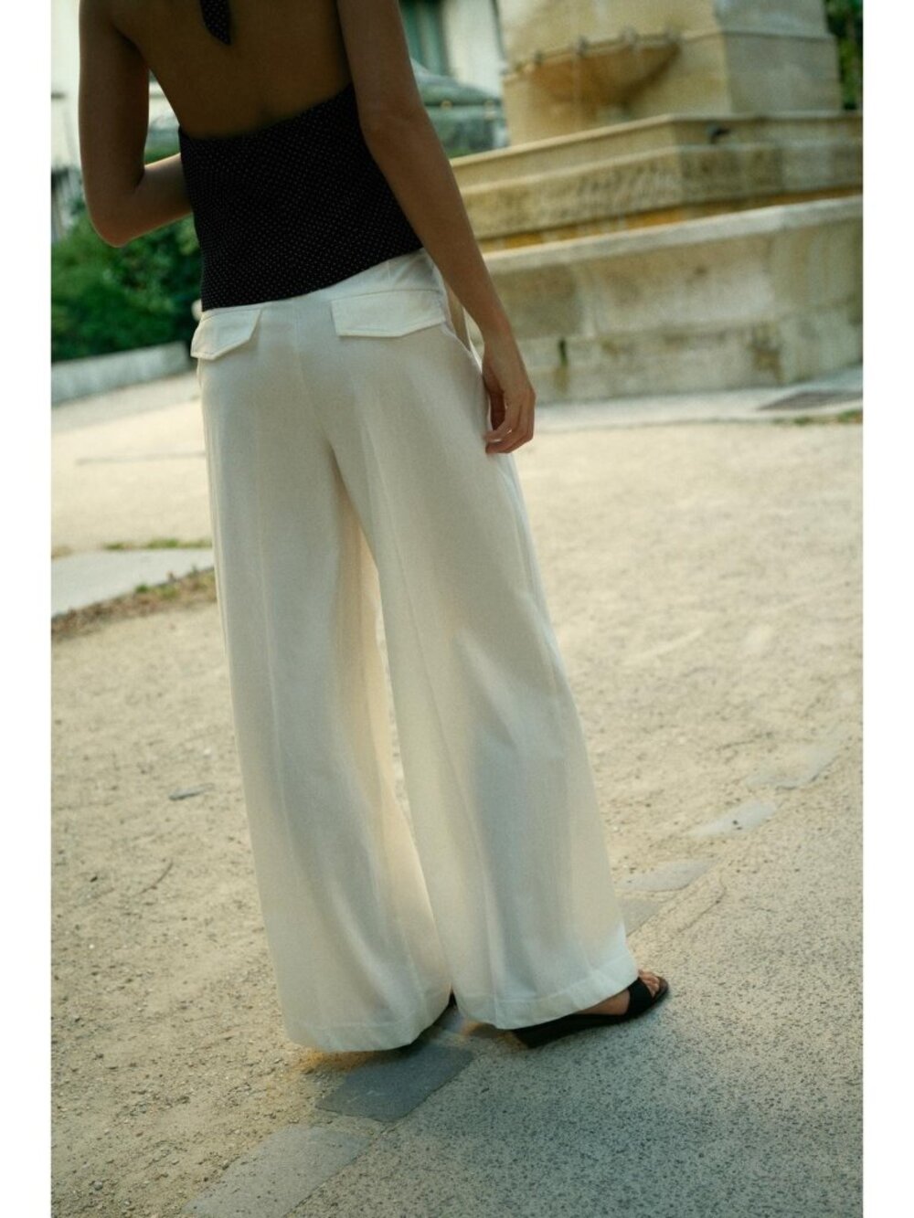 Zara Womens Trousers Pants wide S Oyster White High-Waisted Pleated 6929/505 NWT - Picture 2 of 13